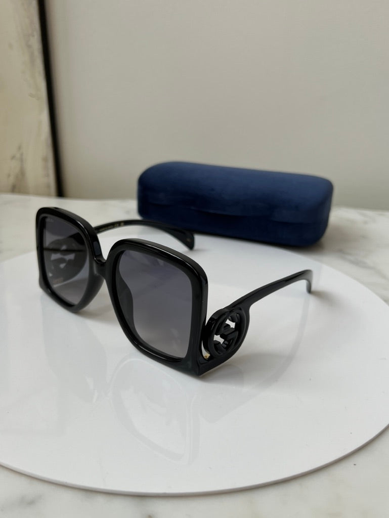 GUCCI GG 0545S 001 Square Black Shiny Black/ Grey 57 mm Men's Sunglasses  889652258928 | eBay
